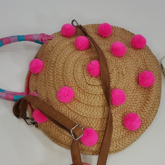 Straw Studios Pink Pom Pom straw bag - Picture 11 of 11